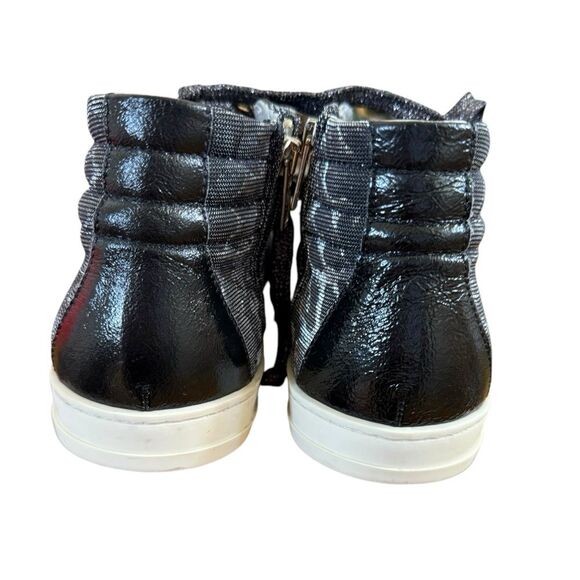 P448 SKATE HIGH TOP LEOPARD PRINT TEXTILE / LEATHER SNEAKERS SIZE 38 IN BLACK - Picture 5 of 10